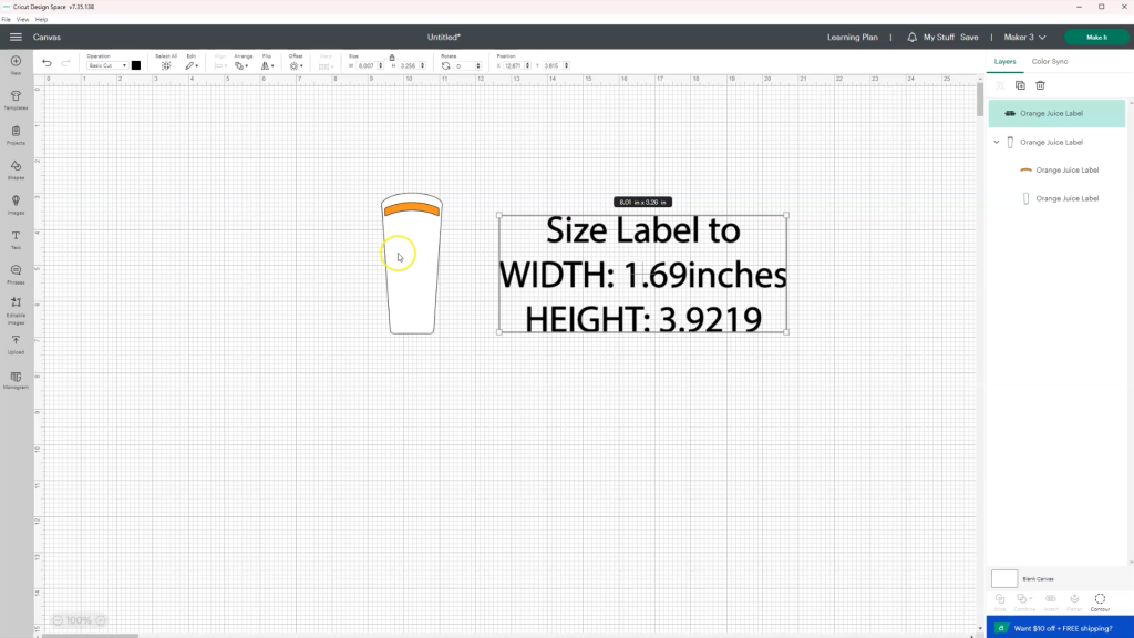 Custom orange juice bottle labels made with Cricut Design Space – svg template