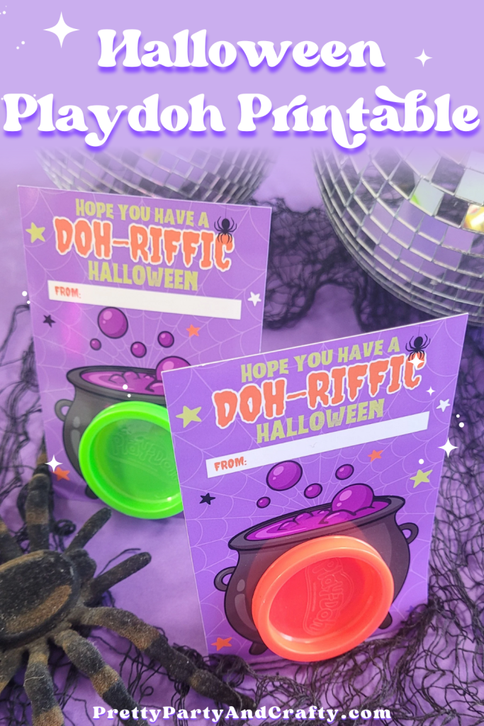 Grab this free printable Halloween Play-doh card for a fun non candy Halloween favor idea.
